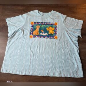 Womens Disney Parks Lion King Simba and Nala Light Blue Patterned Shirt size 2X